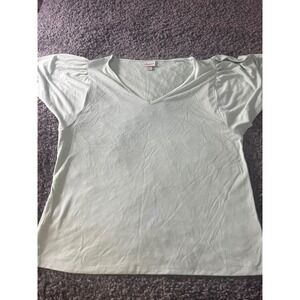 A New Day Mint Green Puff Sleeve V-Neck T-Shirt Women Small 566989 FR109695